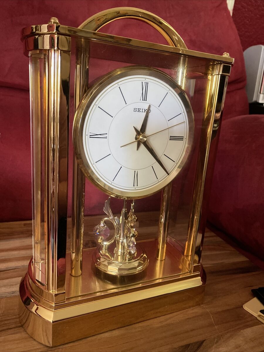 Seiko Mantle Clock Quartz Vintage New With Rotating Pendulum Seiko Mantle Clock Quartz Vintage New With Rotating Pendulum
