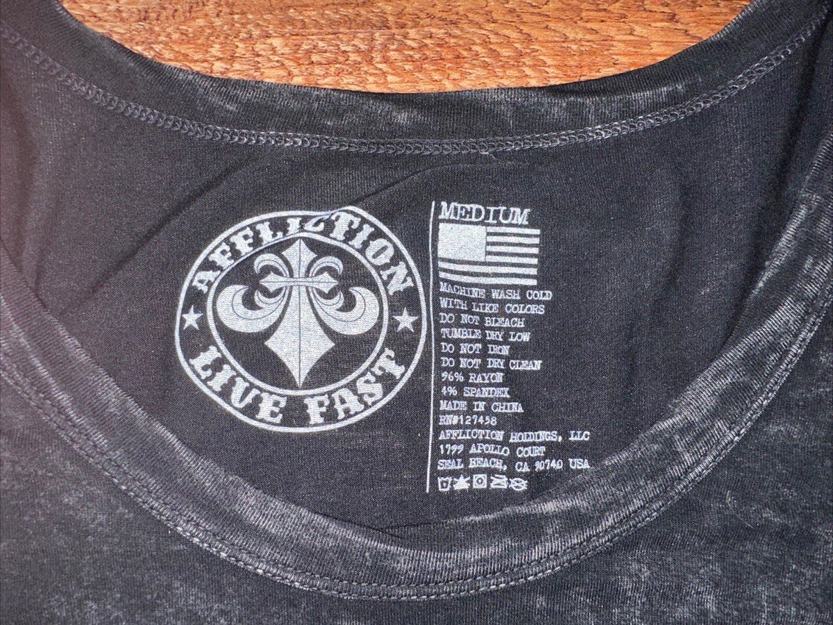 Vintage Y2K Affliction Bling Tee T Shirt Med New Chrome Harley