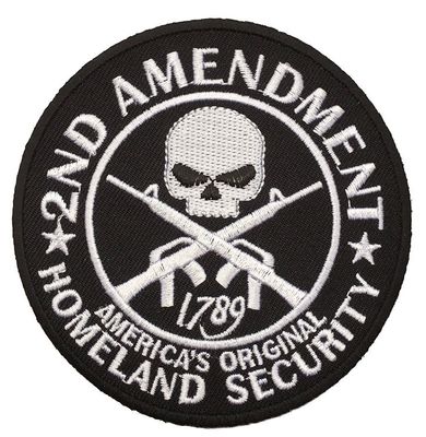 HOMELAND SECURITY 2ND AMENDMENT SKULL GUNS ROUND NRA GUN  PATCH