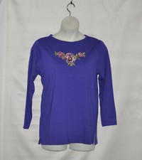  Bob Mackie Long Sleeve Tunic With Embroidery Size M Purple