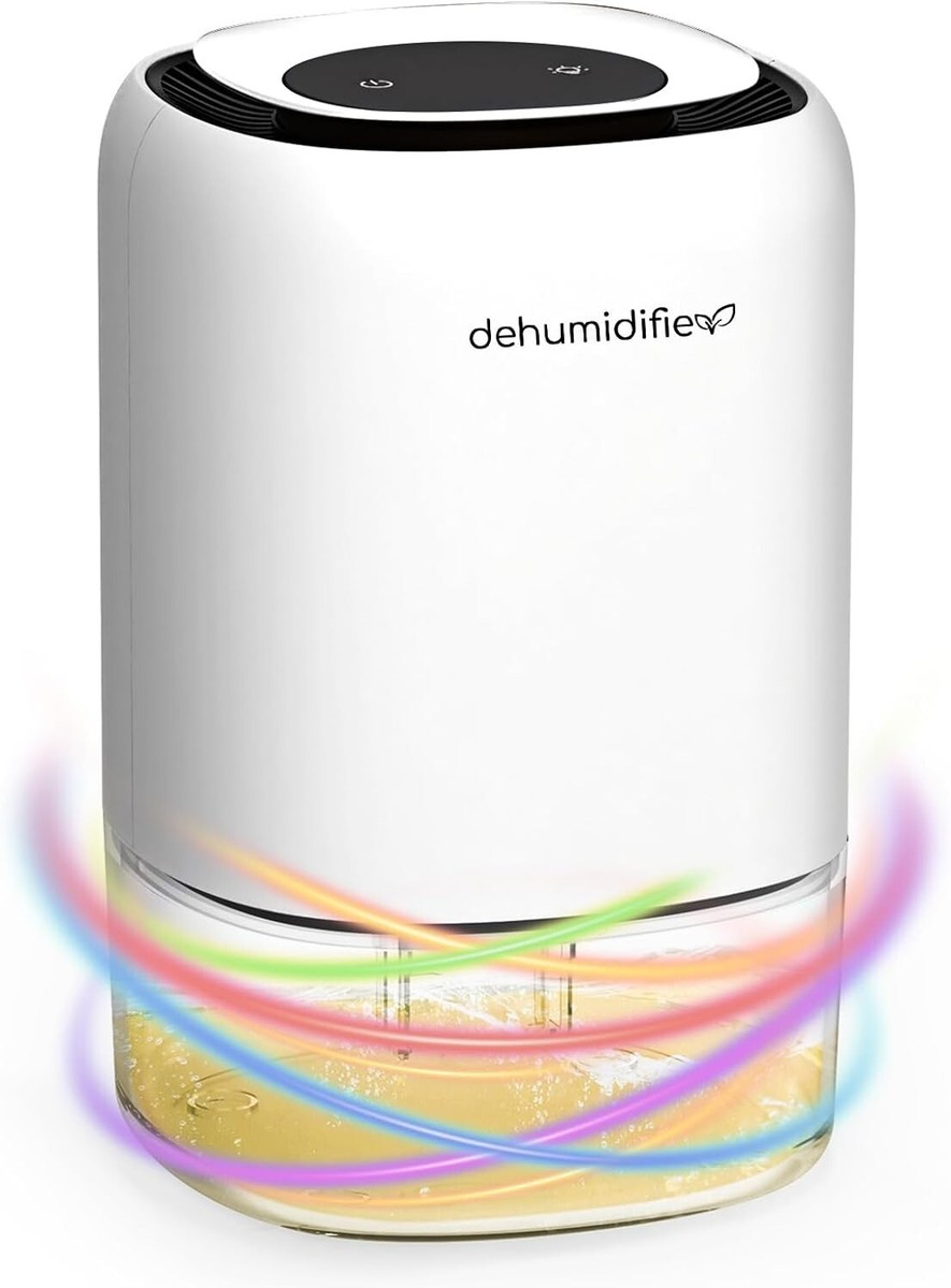 Dehumidifier for Bathroom with 50OZ Watertank, 7 Color LED Light