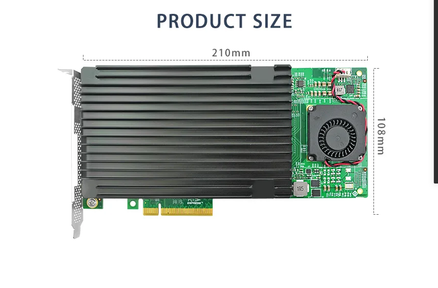 PCIe x8 to 4 Port M.2 M Key NVMe SSD Adapter with PLX 8725 Support