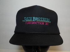 Vintage 1980s PATE BROTHERS CONSTRUCTION Texas Advertising BLACK HAT ROPE CAP