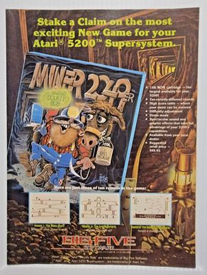 1983 Miner 2049er Big Five Atari 5200 Supersystem Video Game 8'' x 11'' Print Ad