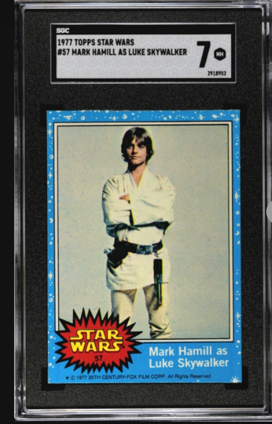 1977 Topps Star Wars #57 Mark Hamill as Luke Skywalker Sgc 7