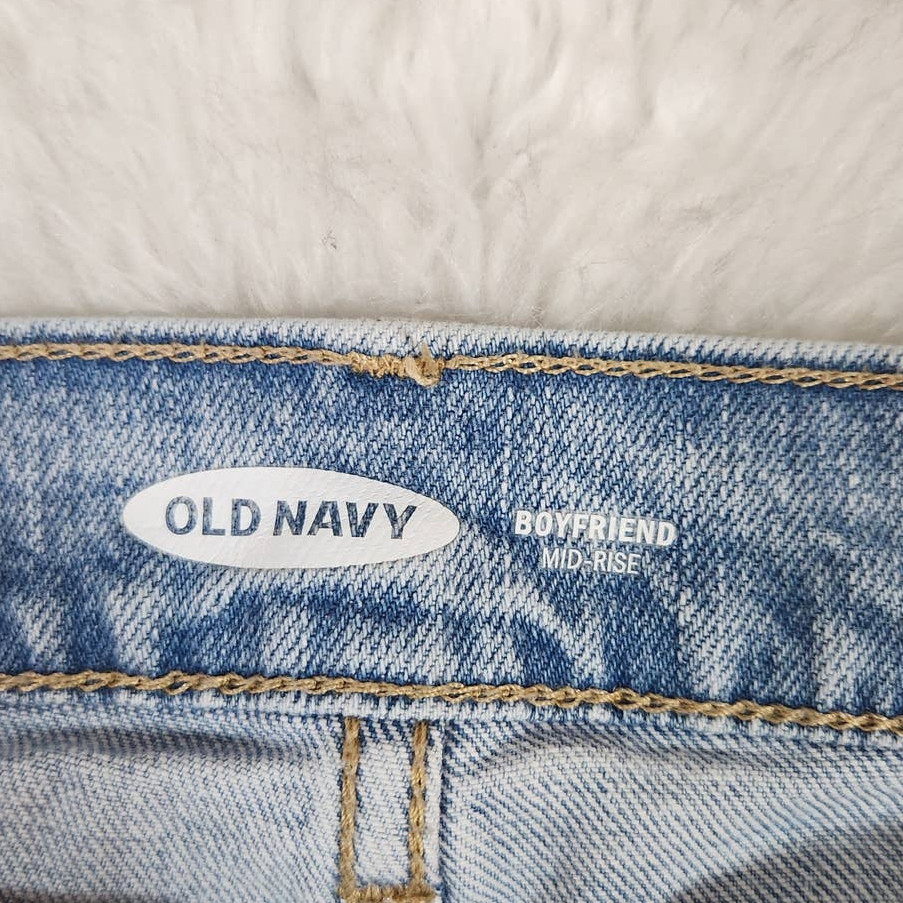 Old Navy Women's Blue Solid Stretch Distressed Mi… - image 3
