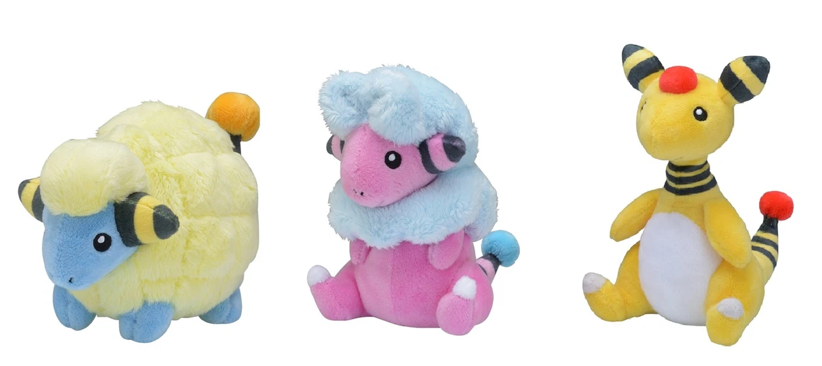 Peluche Pokemon Poup e Pok mon Fit Mareep Flaaffy Ampharos Set