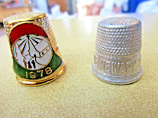 VINTAGE Thimble Lot of 2 metal Advertising NEWARK SAVE A DOLLAR SHOE STORE +1 (5