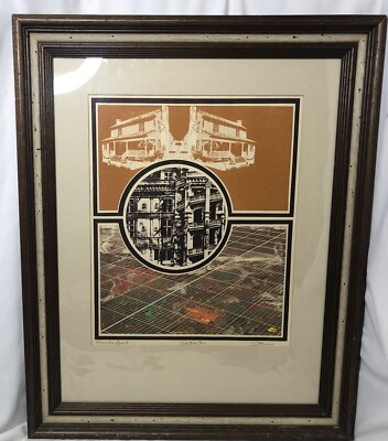 Vintage Facades Apart 11/40 Edition Signed Staven Architectural Print Framed