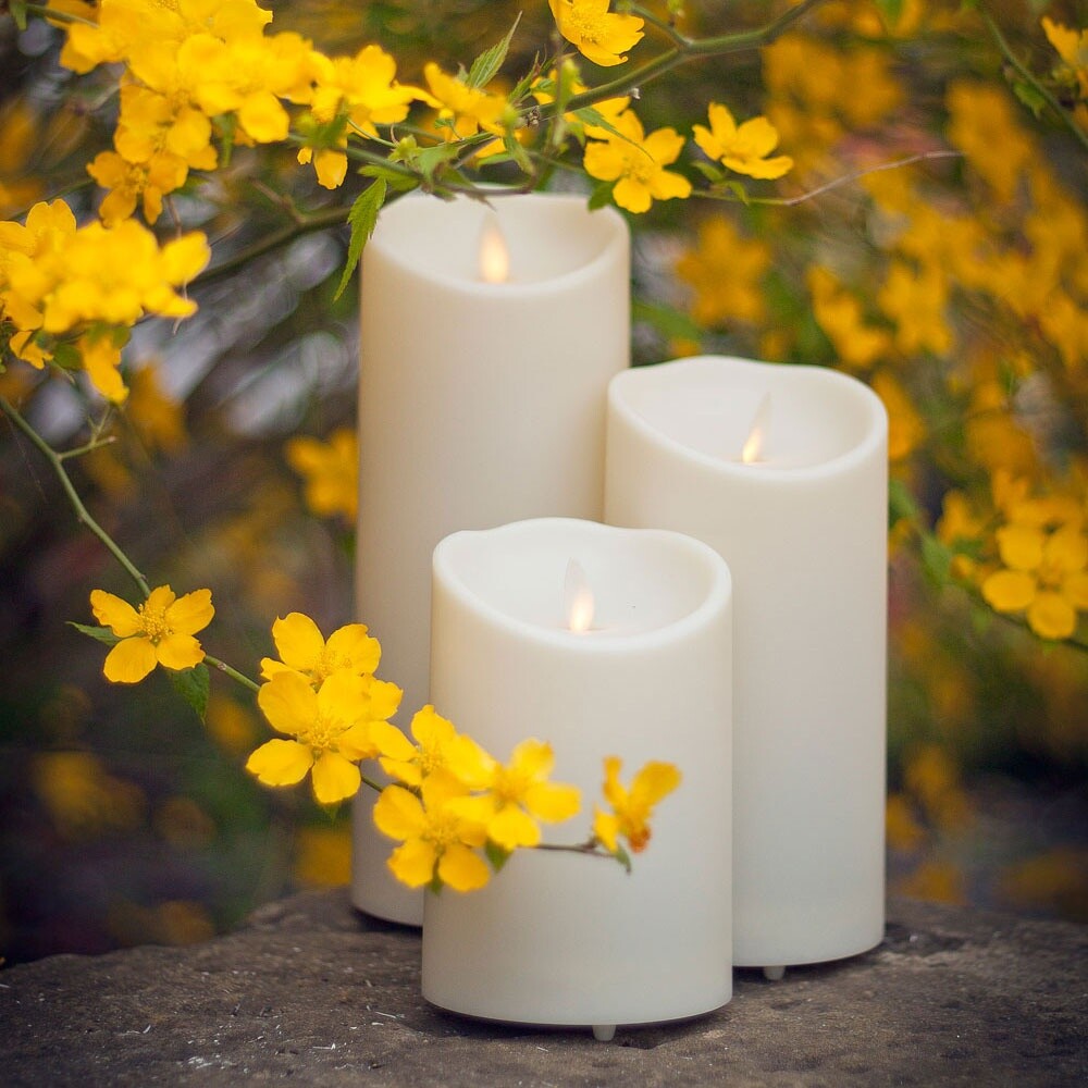 Luminara 3pcs Outdoor Flameless LED Candle Waterproof Plastic Unscented