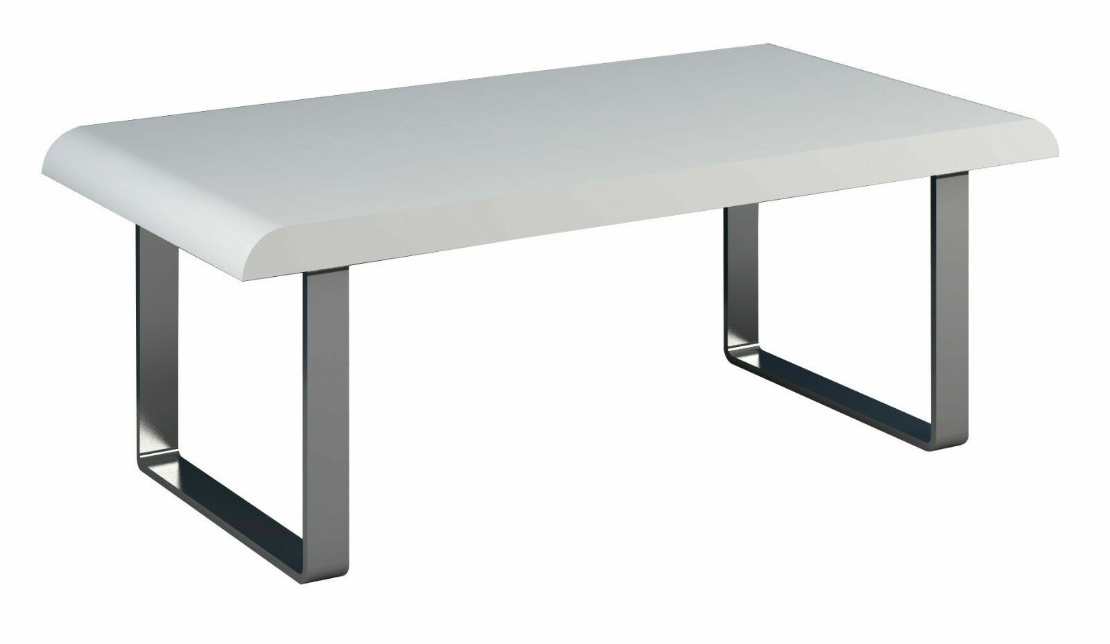Coffee Table White Gloss Rectangle Top Grey Chrome Legs