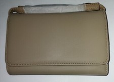 Rolfs' Genuine Leather  Clutch Purse / Mini Bag Organizer W/strap, Taupe.