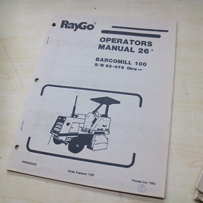RAYGO BARCOMILL 100 MILLING MACHINE Operation Operator Owner Manual Book guide