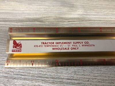 Vintage TISCO Tractor Implement Supply Co. Advertising Ruler St. Paul MN