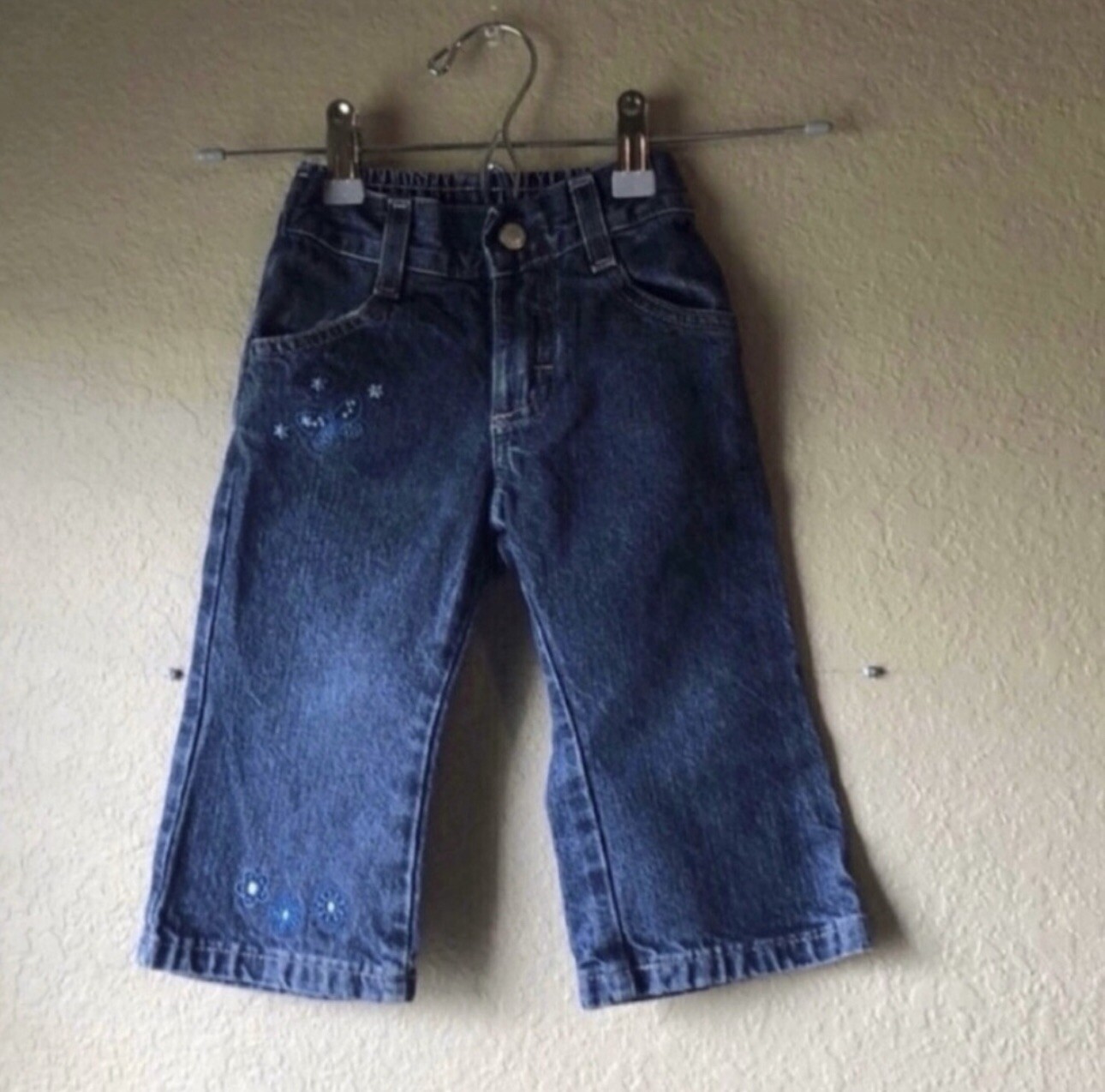 Riders Jeans Girls Y2K Embroidered Casual Denim Blue Jeans Baby Girls 18 Months
