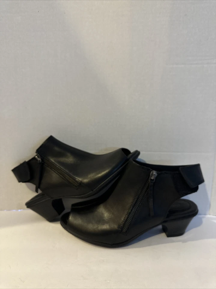 Zapato sandalia EARTH talla 8 cuero negro punta abierta con cordones para mujer Lk Nu CC-7 Foto 4 de 4