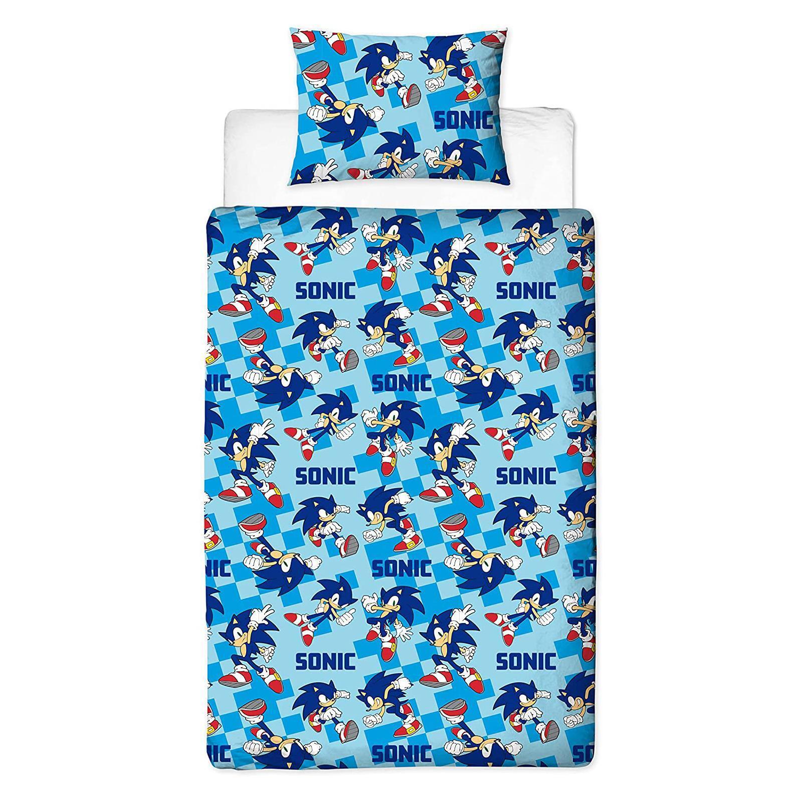 Siyarar Conjunto de cama de casal infantil Sonic The Hedgehog capa de  edredom para meninos azul P 50 amarelo