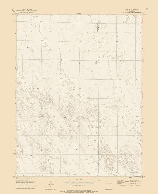 Topo Map Otis Southeast Colorado Quad USGS 1972 23.00 x 28.30 eBay