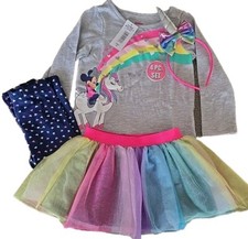 DISNEY JUNIOR MINNIE 4-Pc GREY Set  Top  Leggings  Skirt  Headband  Size 2T