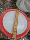 Vintage Pyrex 12" Chop Plate Round Platter,reddish -pink trim