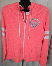 DC Comics Superman Zip-Up Hoodie Women's Juniors 15-17 XL "S-Shield" Logo Pink