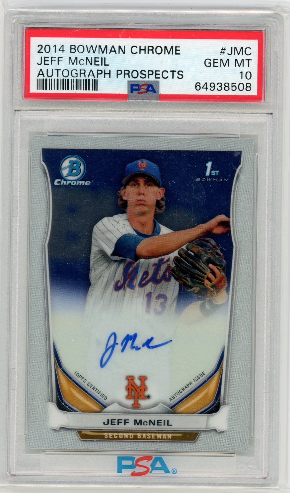 2014 Bowman Chrome Jeff McNeil Autograph Prospects PSA 10