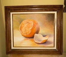 Vintage Original Oil Painting -Still Life Orange -Signed- McCarley 27”x24”