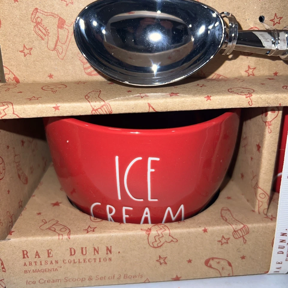 Rae Dunn Artisan Collection Ice Cream Scoop and Set of Two Bowls - Image 3 of 4