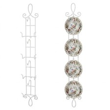 HOHIYA 2 Pcs Wall Mounted Tea Cup Saucer Display Rack 4 Tiers White