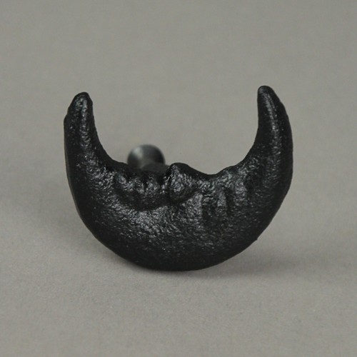 Set of 6 Black Cast Iron Crescent Moon Face Drawer Pull Decorative Cabinet Knobs - Picture 7 of 7
