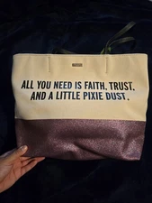 Kate Spade All You Need is Faith Trust Pixie Dust Disney Tote Purse Hand Bag