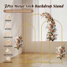 Wedding Arch Backdrop Stand 7.2FT, 6.6FT, 6FT Golden Metal Arch Fit for Wedding
