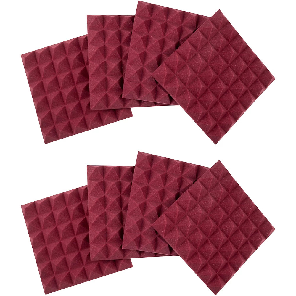 Gator 8 Pack of 2 Inch -Thick Acoustic Foam Pyramid Panels 12x12 Burgundy 11290₽