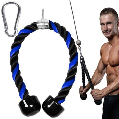 Tricep Rope   Heavy Duty Nylon Cable Attachment with Long Handle & Carabiner ...