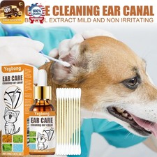 Dog and Cat Ear Cleaning Drops with swabs for thorough ear hygiene care