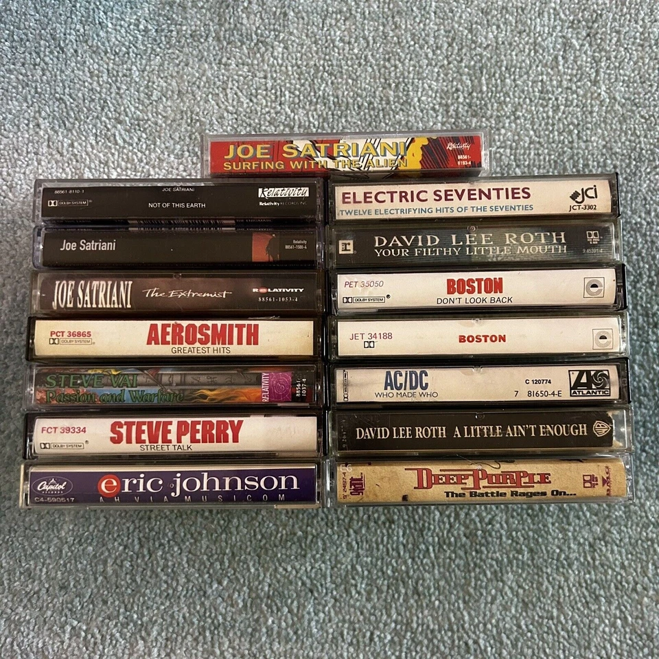 Cassette Tape Lot Joe Satriani Boston Steve Vai Eric Johnson Deep Purple Acdc Foto 4 de 4