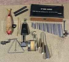 LP Latin Percussion Instrument Lot Triple Agogo Bell Clave Cowbell Chimes More