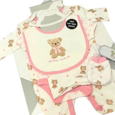 Teddy bambina 5 pezzi Layette set regalo con sacchetto regalo omaggio rosa