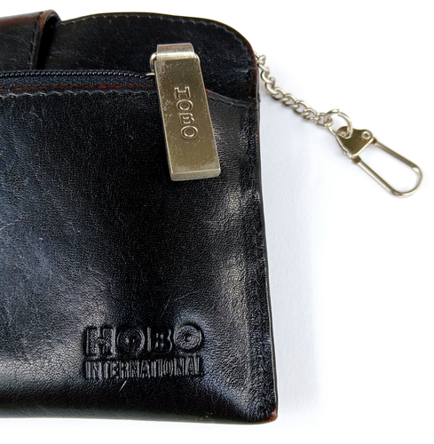Hobo International schwarz Leder Reißverschluss Druckknopf Karten Ausweisetui Geldbörse rosa Schlüsselanhänger - Bild 9 von 20
