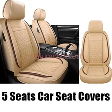 For Lincoln Car 5-Seat Covers Full Set Faux Waterproof Cushion Protector Tan