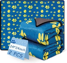 Washable Puppy Pee Pads for Dogs with Pheromones ( Paw 24" X24" 2 Pack), Traini