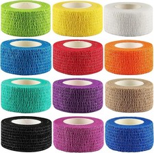 12-Pack Multi-Color Self-Adhesive Bandage Wrap 1-Inch x 5-Yards