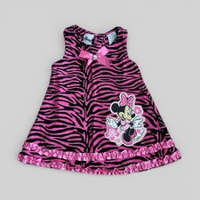 VTG Disney Minnie Mouse Pink Dress Fabulous Tiger Zebra Stripes Y2K 12 Month
