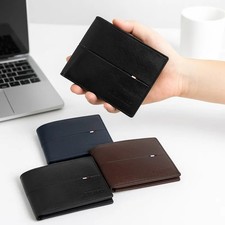 Men's Slim Wallet Black Waterproof Leather Credit Card Holder Money Clip Coin Po