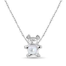 Small Teddy Bear with Pearl Center Necklace