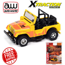 Auto World Xtraction 1979 Jeep CJ-7 Yellow w/ Orange HO Slot Car - SC407