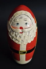 Vintage Christmas Santa Nesting Doll  Hand Painted Textured  5.5"