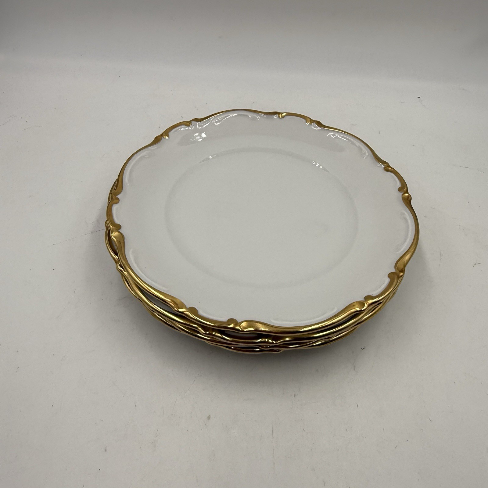 Mitterteich Bavaria Golden Lark Salad Plates 7.75" Set Lot of 4 Made in Germany