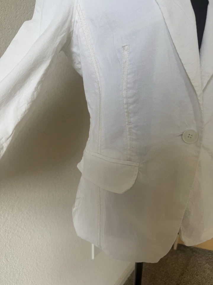 Bebe Women’s Linen Blend Blazer Jacket 10 White Italian Fabric Office Career Y2K - Image 2 of 4