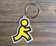 America Online Keychain AOL Logo Instant Messenger Running Man Rubber